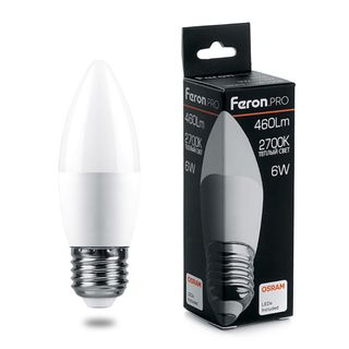 Лампа светодиодная 6W 230V E27 2700K C37