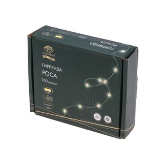 Гирлянда Роса с контроллером 100м, 1000LED, IP20, 230В, зеленый провод, теплое белое свечение