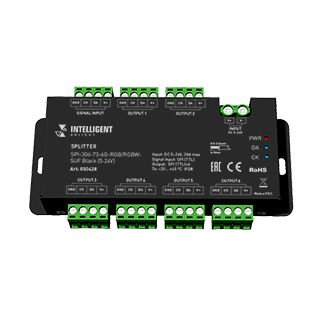 INTELLIGENT ARLIGHT Сплиттер SPI-306-73-6G-RGB/RGBW-SUF Black (5-24V) (IARL, IP20 Металл, 5 лет)
