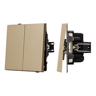Механизм выключателя двухклавишный непроходной SWT-TENDO-MK02-SFPL-GD (230V, 10A) (Arlight, Матовый 