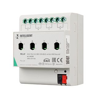 INTELLIGENT ARLIGHT Релейный модуль KNX-7043-82-DRO-DIN (BUS, 4x16А, KNX Secure) (IARL, IP20 Пластик
